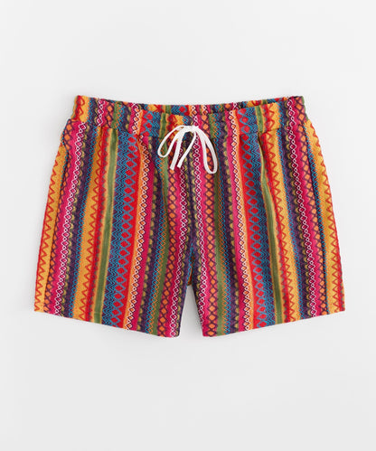 Reason Clothing Trusted | Tribal Stripe Women Plus Size Textured Shorts - Multicolor