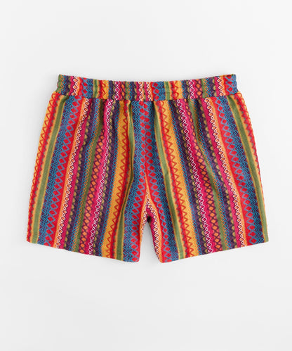 Reason Clothing Trusted | Tribal Stripe Women Plus Size Textured Shorts - Multicolor