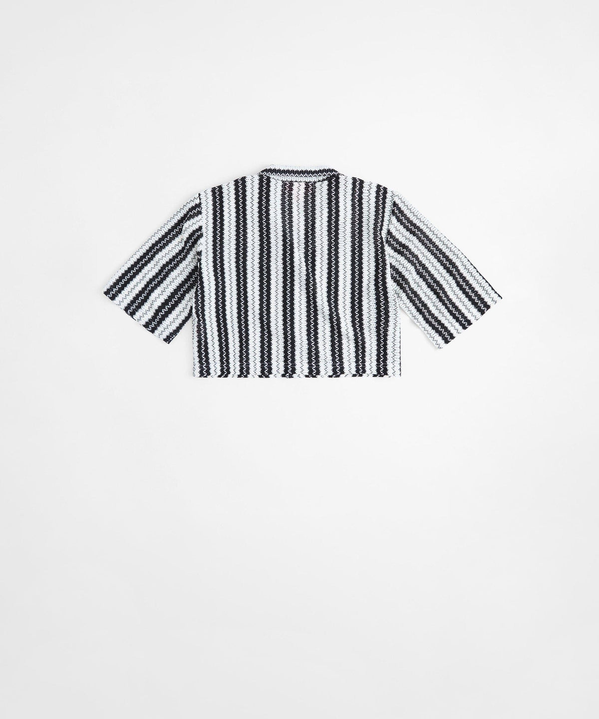 Reason Clothing Exclusive | Cabana Women Plus Size Textured Knit Short Sleeve Shirt - Black/White
