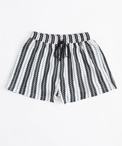 Reason Clothing Discount | Cabana Women Plus Size Textured Knit Shorts - Black/White