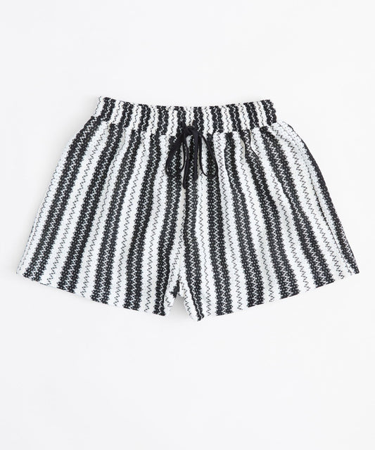 Reason Clothing Discount | Cabana Women Plus Size Textured Knit Shorts - Black/White
