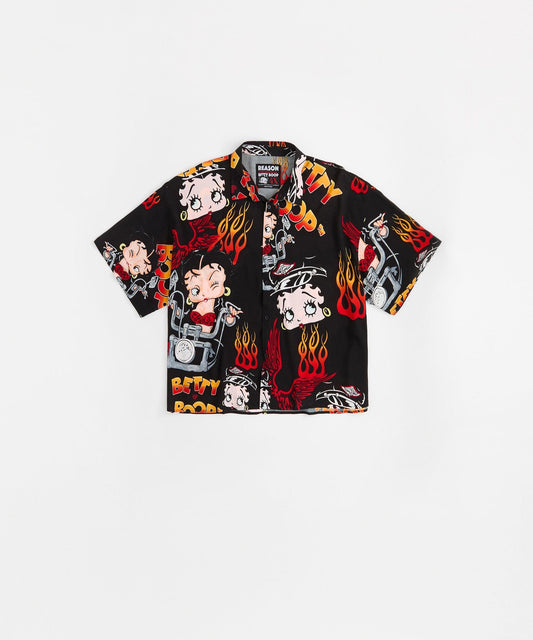 Reason Clothing Deals | Betty Boop Road Rebel Women's Plus Size Short Sleeve Shirt - Black