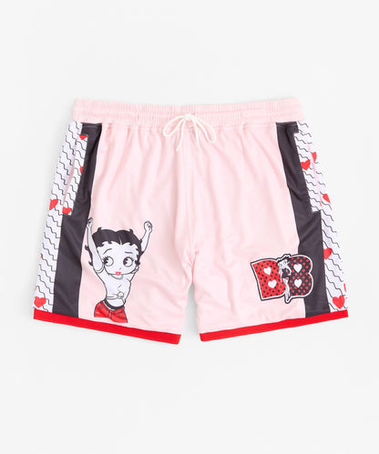 Reason Clothing Trusted | Betty Boop Sweetheart Women's Plus Size Basketball Mesh Shorts - Pink