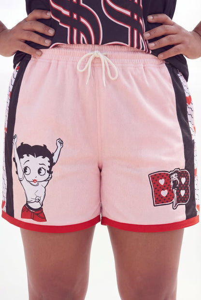 Reason Clothing Trusted | Betty Boop Sweetheart Women's Plus Size Basketball Mesh Shorts - Pink