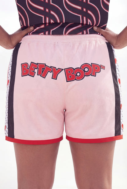 Reason Clothing Trusted | Betty Boop Sweetheart Women's Plus Size Basketball Mesh Shorts - Pink