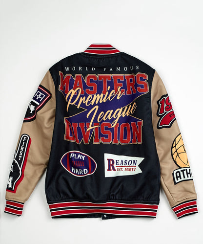 Reason Clothing Value | Kids Masters Division Chenille Patched Varsity Jacket - Black