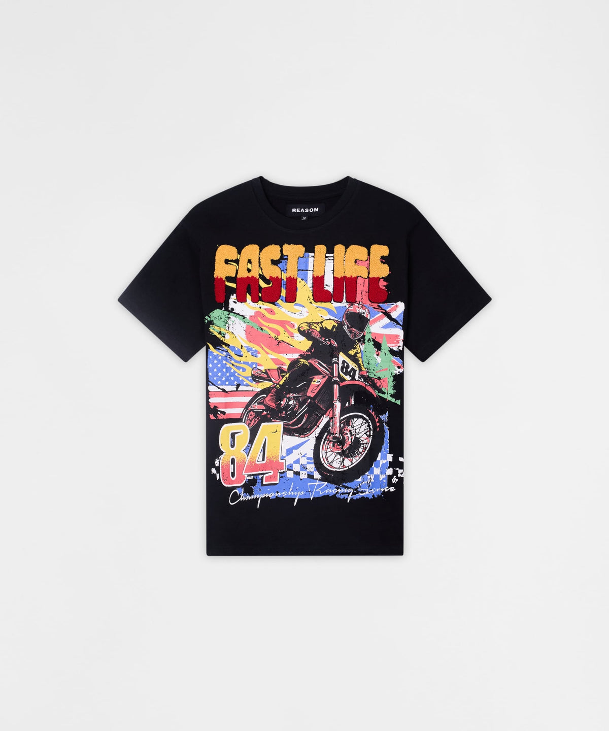 Reason Clothing Recommended | Fast Life Kids Chenille Patched Short Sleeve Tee - Black
