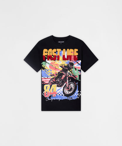 Reason Clothing Recommended | Fast Life Kids Chenille Patched Short Sleeve Tee - Black