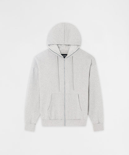 Reason Clothing New | Essential Boxy Fit Zip Up Hoodie - Heather Grey
