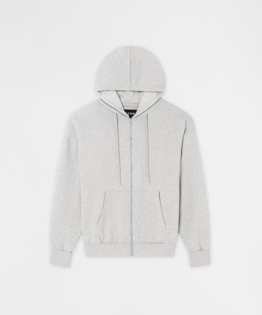 Reason Clothing New | Essential Boxy Fit Zip Up Hoodie - Heather Grey