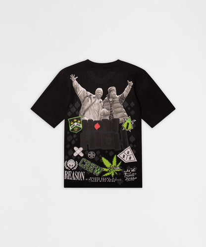 Reason Clothing Great Value | How High Crew Embroidered Short Sleeve Tee - Black