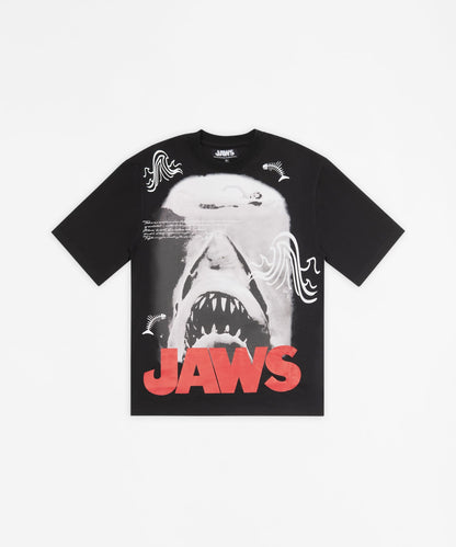 Reason Clothing Trusted | Jaws Great White Shark Graphic Short Sleeve Tee - Black