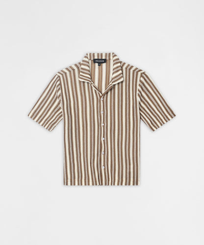 Reason Clothing Best Seller | Knitted Button Down Shirt - Brown