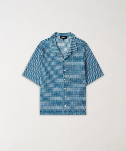 Reason Clothing Discount | Textured Streamlined Button Down Shirt - Blue