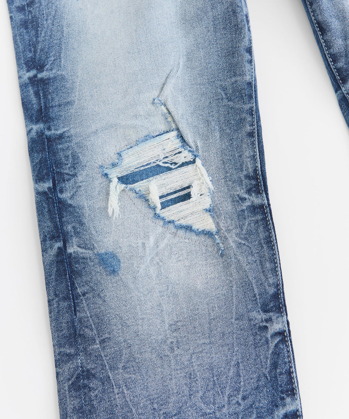 Reason Clothing Special Offer | Wrinkled Wash Distressed Skinny Jeans - Medium Blue