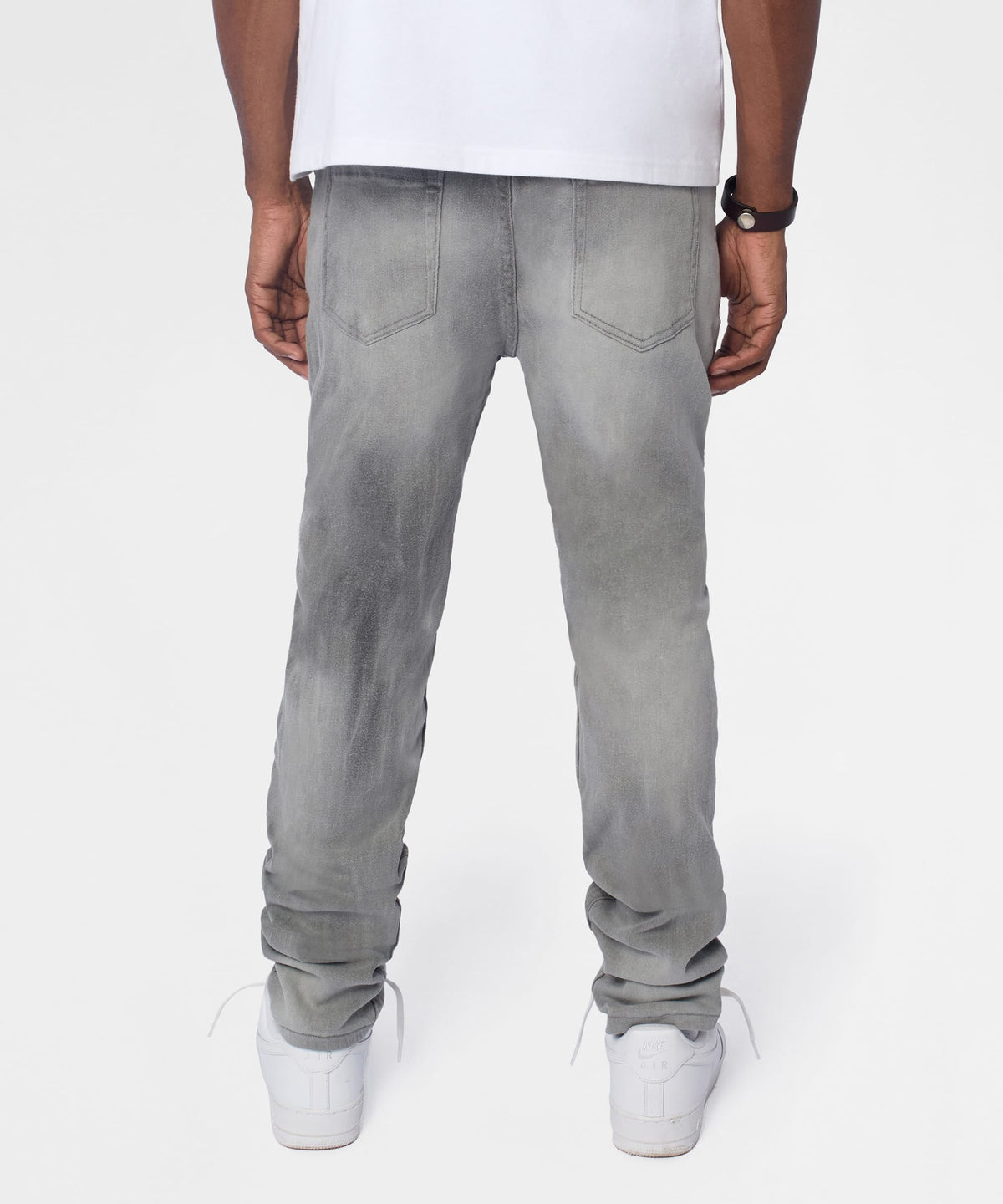 Reason Clothing Essential | Floral Rhinestone Distressed Skinny Jeans - Grey
