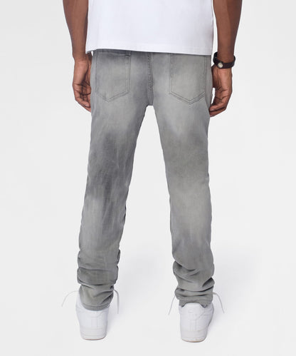 Reason Clothing Essential | Floral Rhinestone Distressed Skinny Jeans - Grey