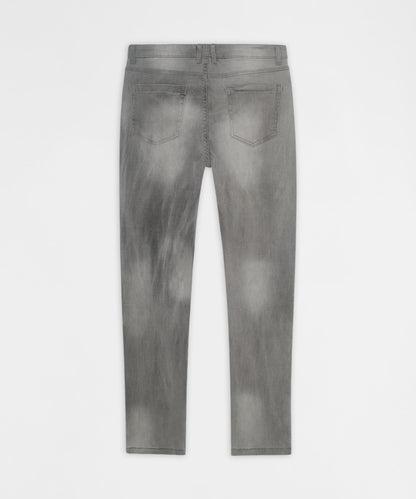Reason Clothing Essential | Floral Rhinestone Distressed Skinny Jeans - Grey