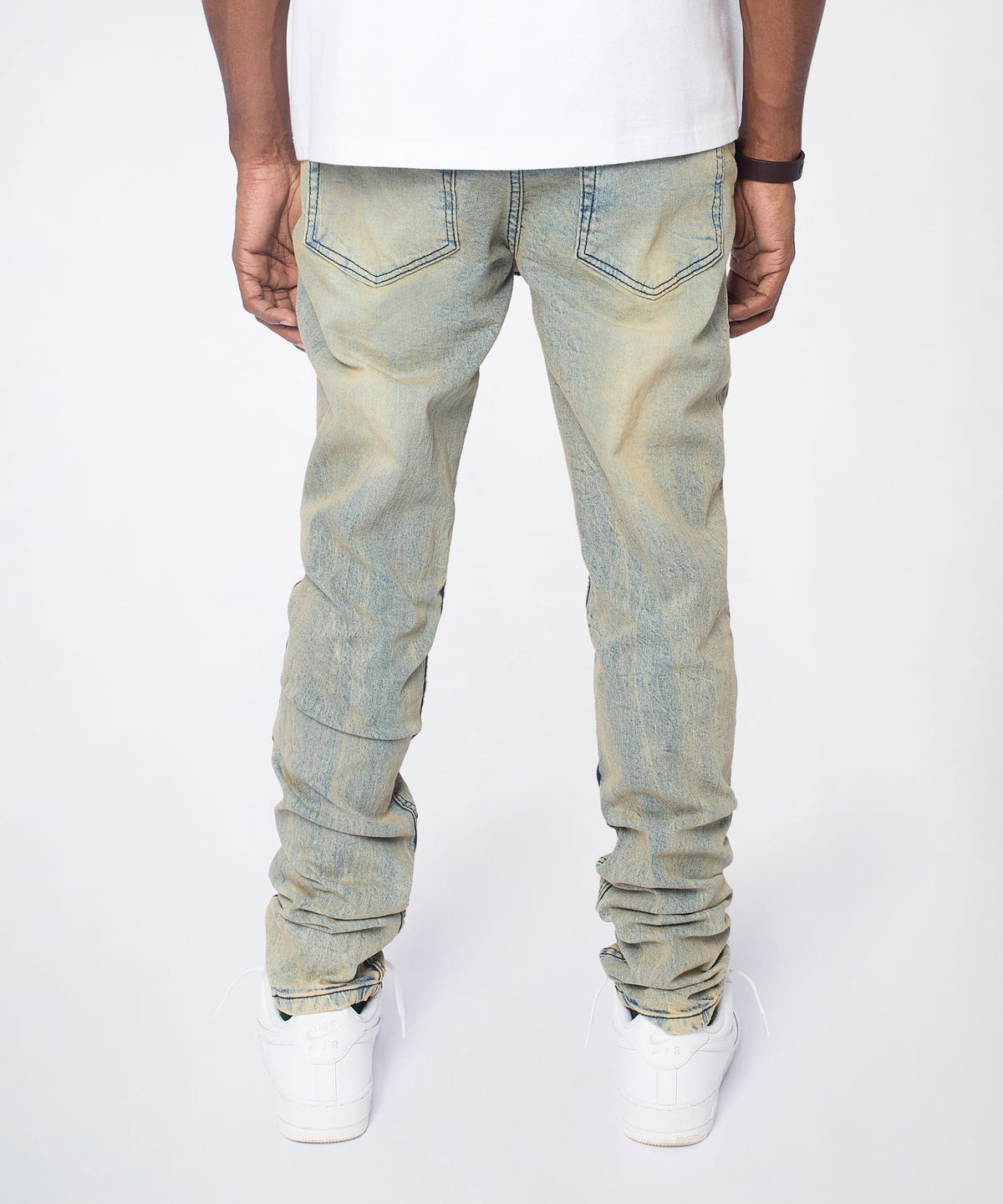 Reason Clothing Special Offer | Ladder Distressed Studded Skinny Jean - Blue