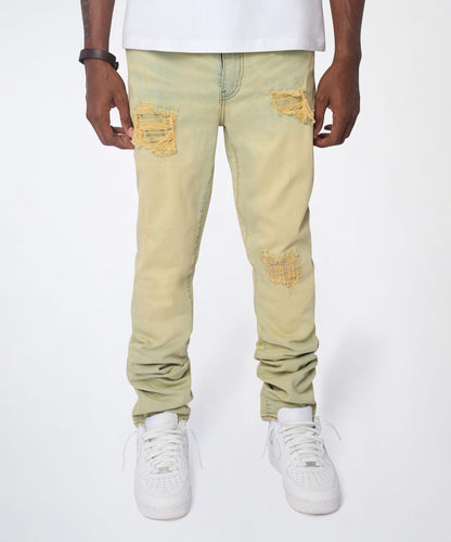 Reason Clothing Value | Mended Distressed Skinny Jeans - Light Blue