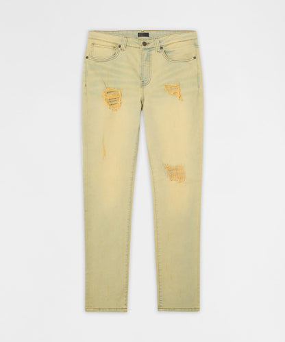 Reason Clothing Value | Mended Distressed Skinny Jeans - Light Blue