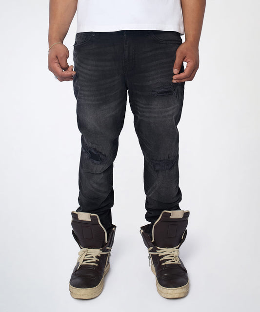 Reason Clothing Best Price | Midnight Distressed Skinny Jeans - Black