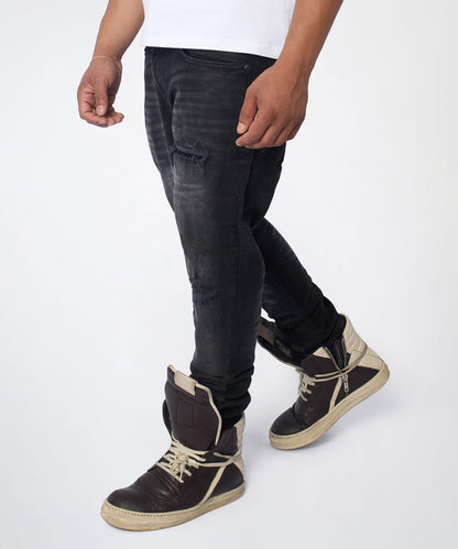 Reason Clothing Best Price | Midnight Distressed Skinny Jeans - Black