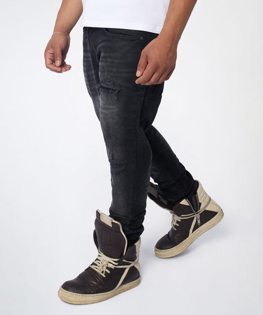Reason Clothing Best Price | Midnight Distressed Skinny Jeans - Black