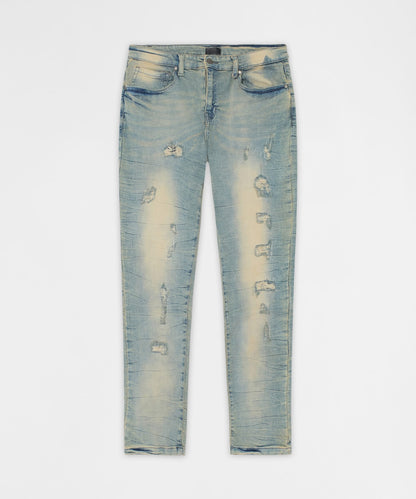 Reason Clothing Great Value | Vintage Distressed Skinny Jeans - Light Blue