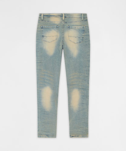 Reason Clothing Great Value | Vintage Distressed Skinny Jeans - Light Blue