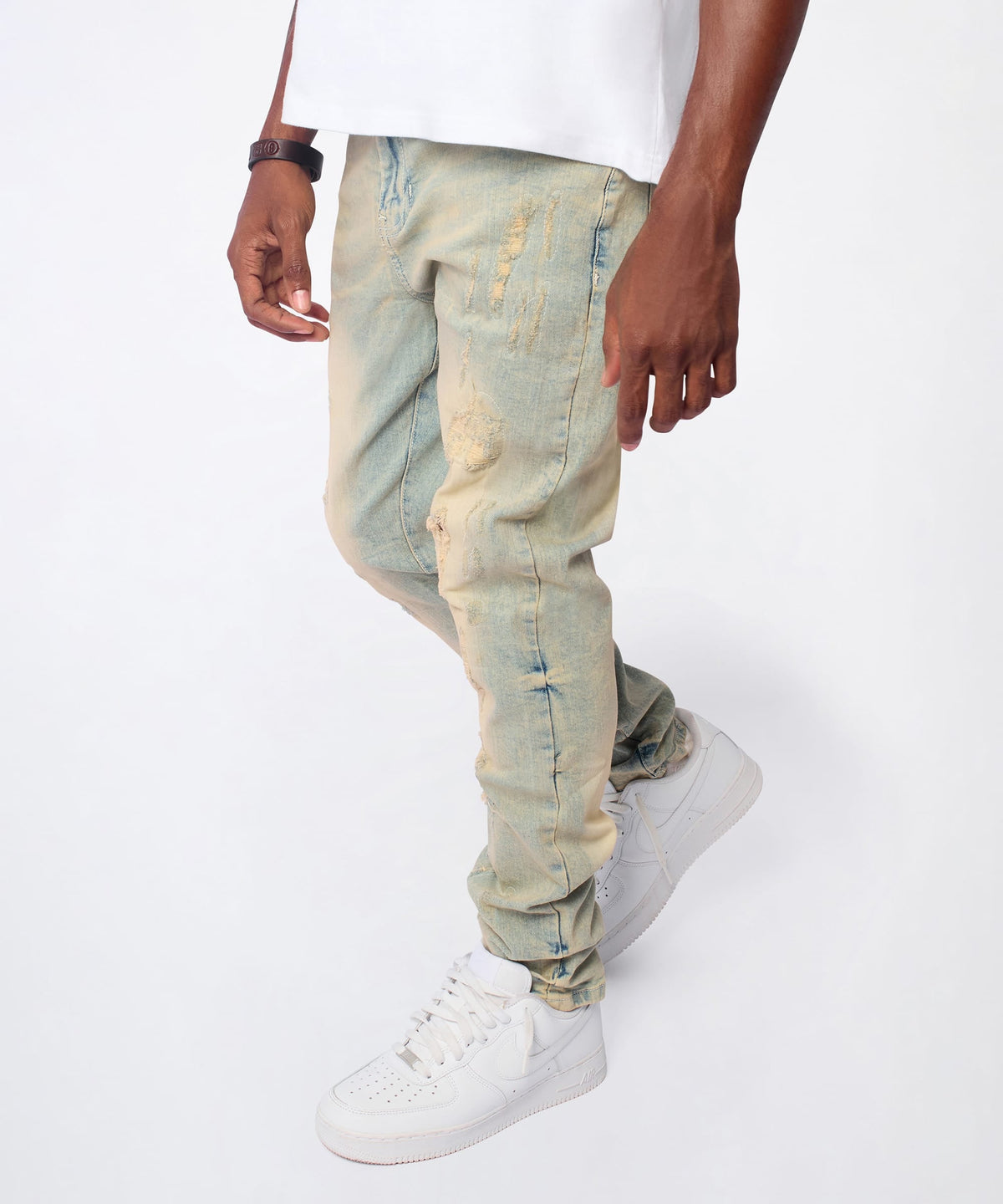 Reason Clothing Everyday | Ladder Distressed Skinny Jeans - Light Blue
