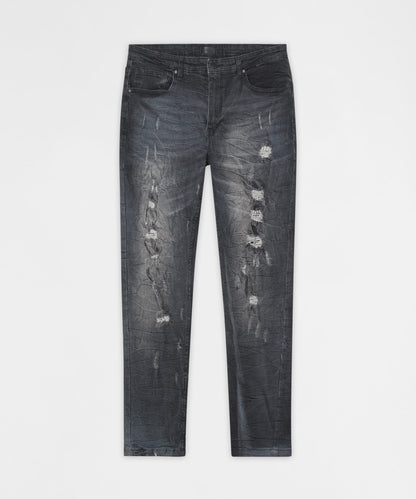 Reason Clothing Discount | Crinkle Wash Distressed Skinny Jeans - Black