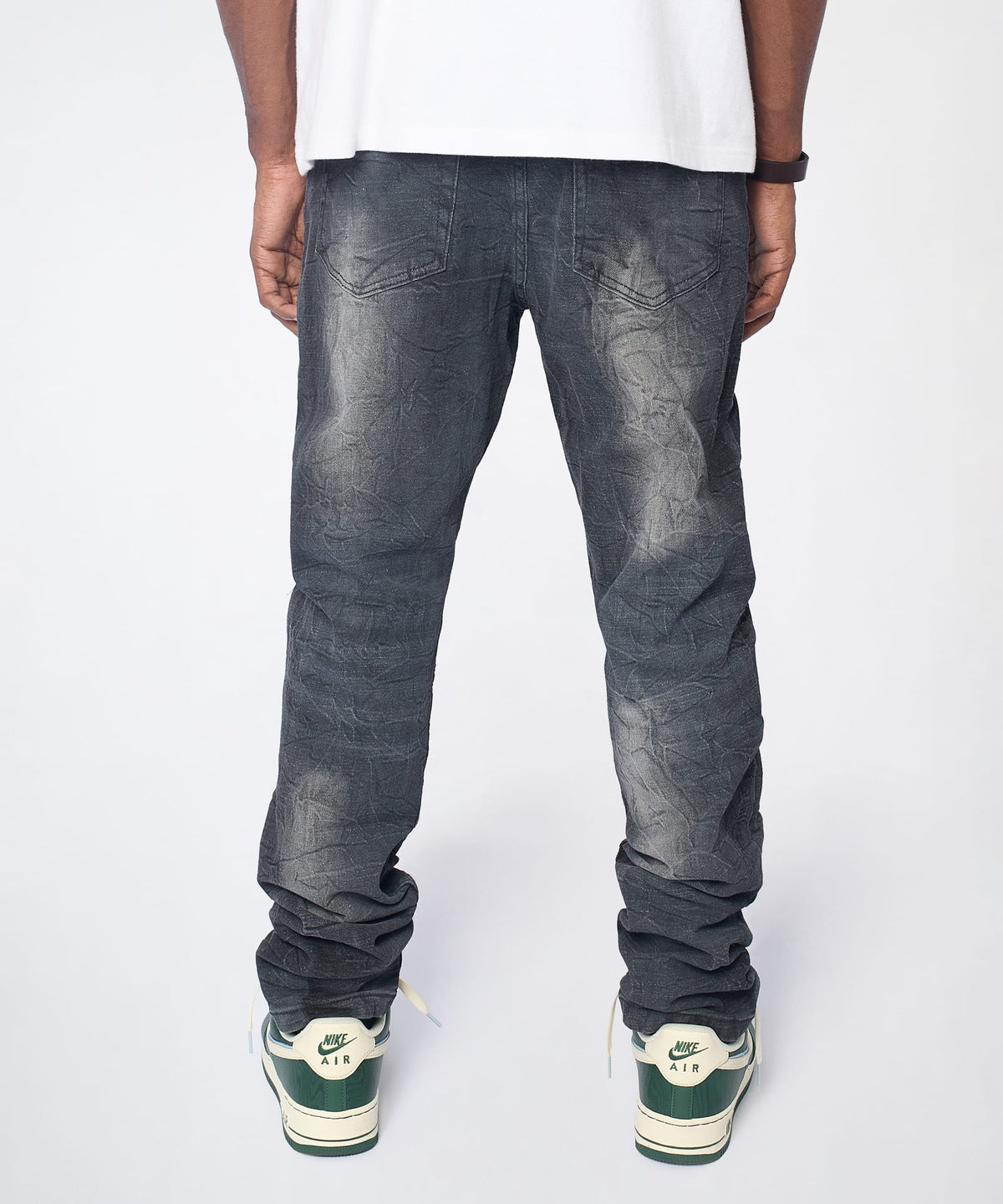 Reason Clothing Discount | Crinkle Wash Distressed Skinny Jeans - Black