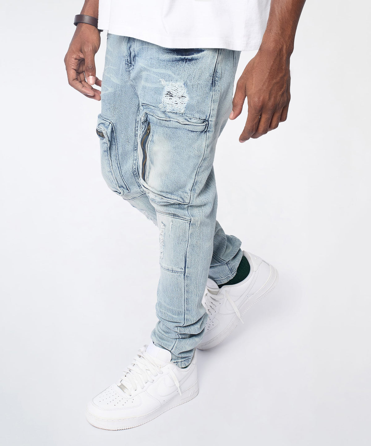 Reason Clothing Classic | Recon Distressed Skinny Cargo Pants