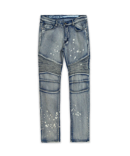 Reason Clothing Essential | Splatter Moto Plus Size Skinny Jeans - Blue