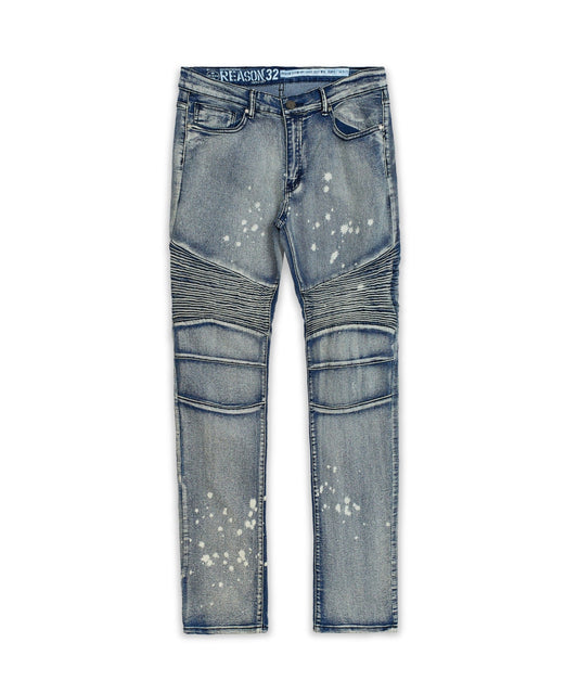 Reason Clothing Essential | Splatter Moto Plus Size Skinny Jeans - Blue