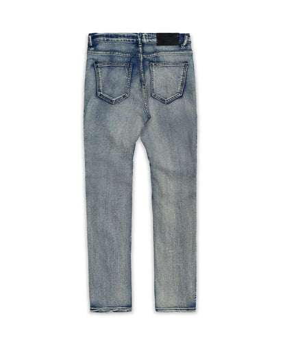 Reason Clothing Essential | Splatter Moto Plus Size Skinny Jeans - Blue