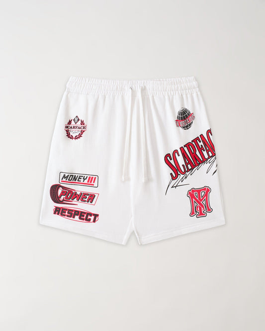 Reason Clothing Best Seller | Scarface Applique Racing Short - White