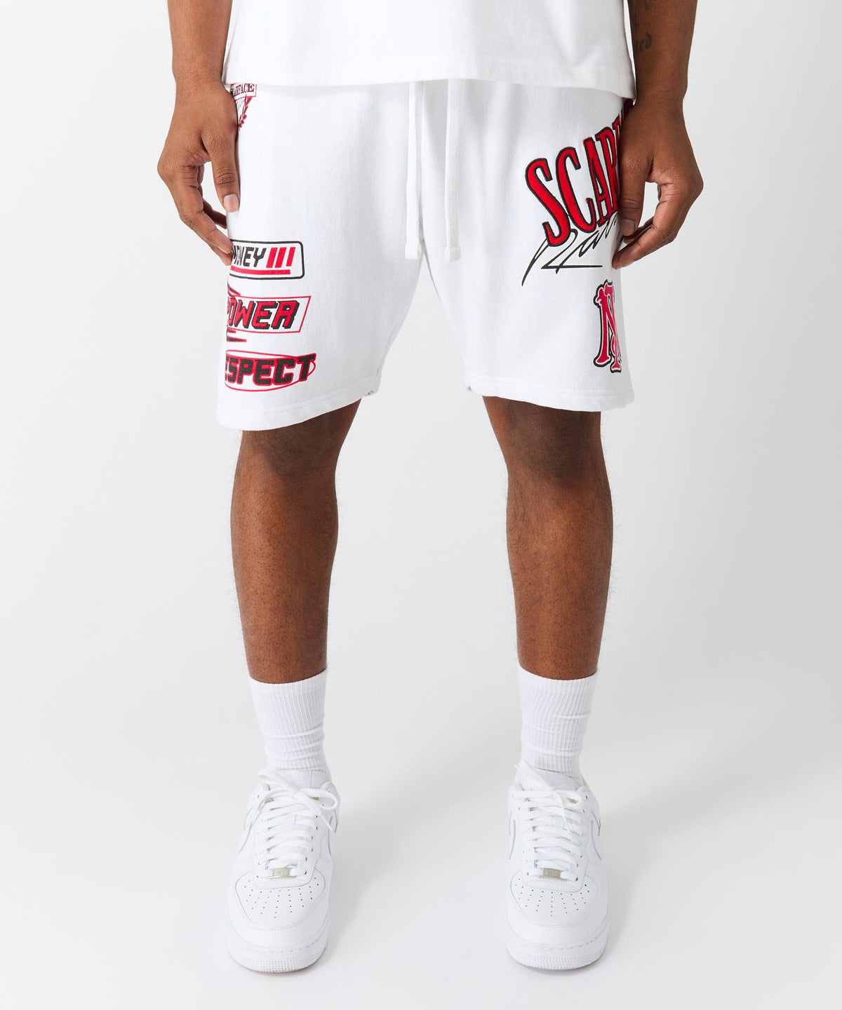 Reason Clothing Best Seller | Scarface Applique Racing Short - White
