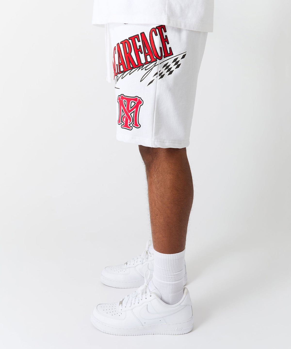 Reason Clothing Best Seller | Scarface Applique Racing Short - White