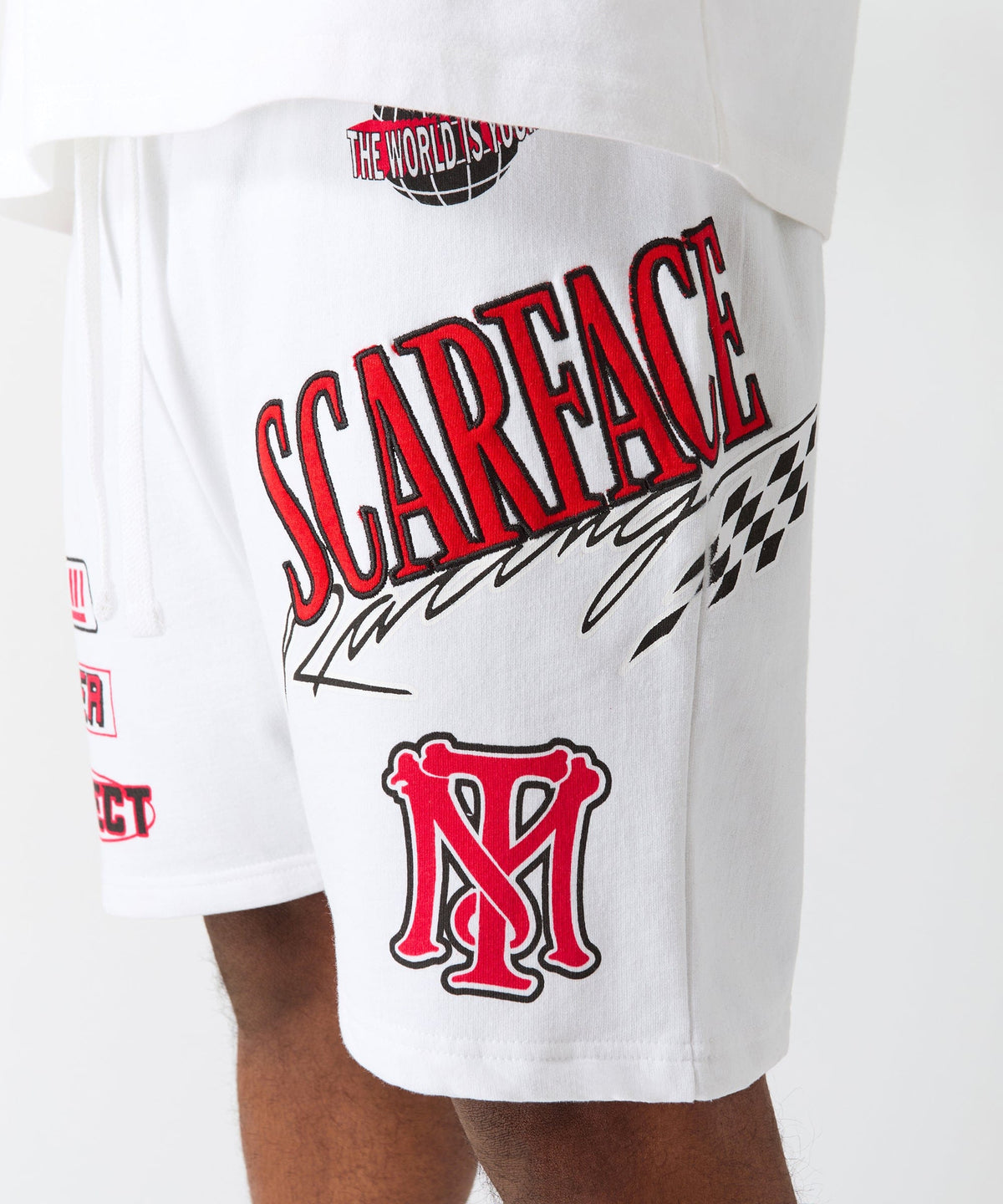 Reason Clothing Best Seller | Scarface Applique Racing Short - White