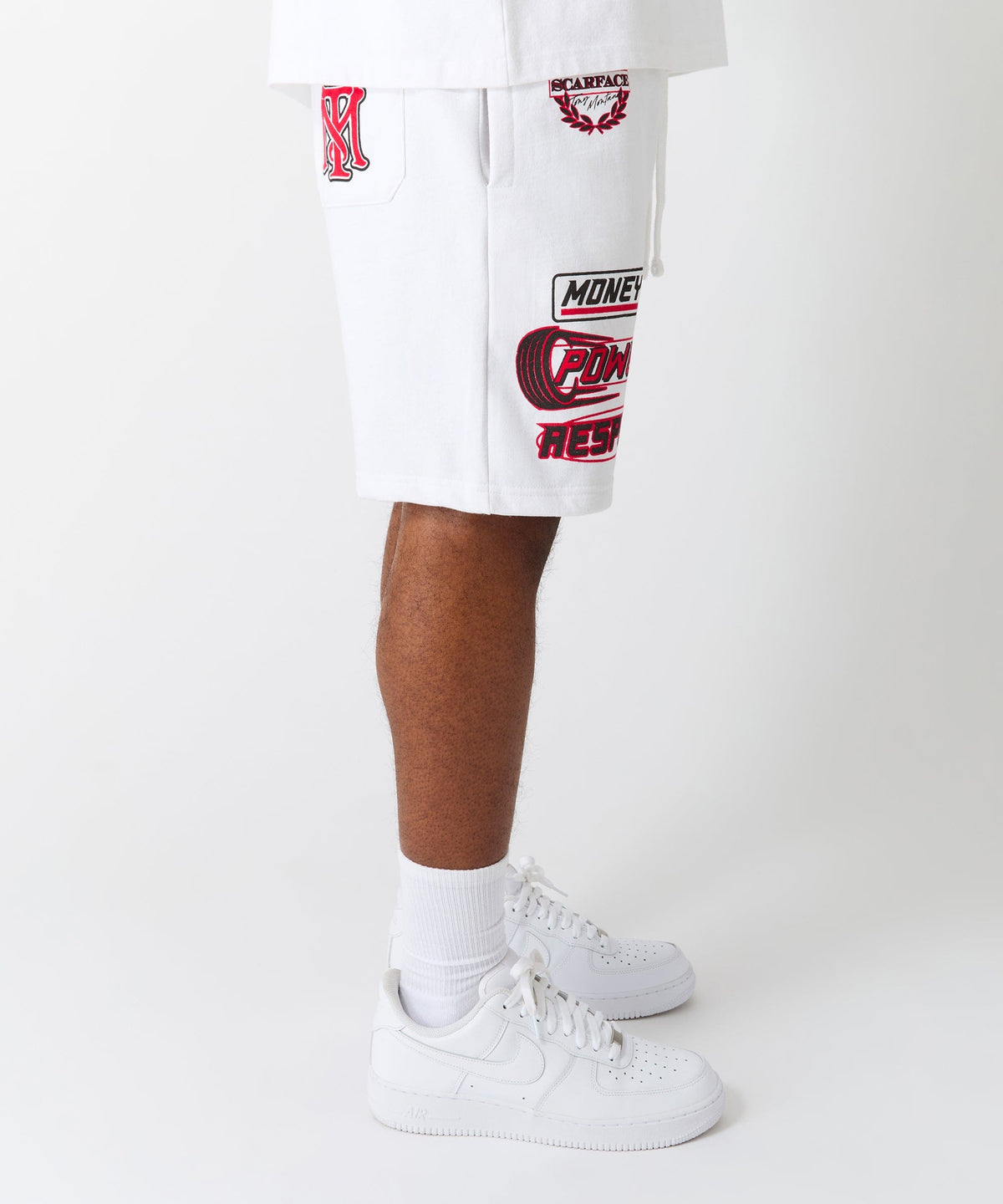 Reason Clothing Best Seller | Scarface Applique Racing Short - White