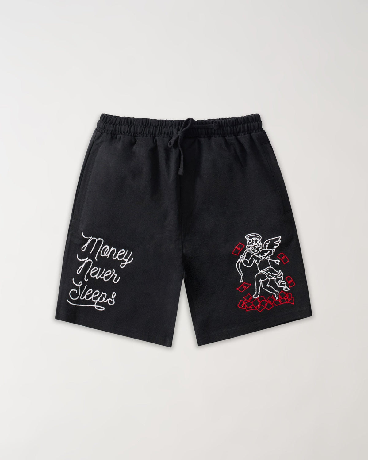 Reason Clothing Sale | Plus Size Paper Chaser Embroidery Shorts - Black