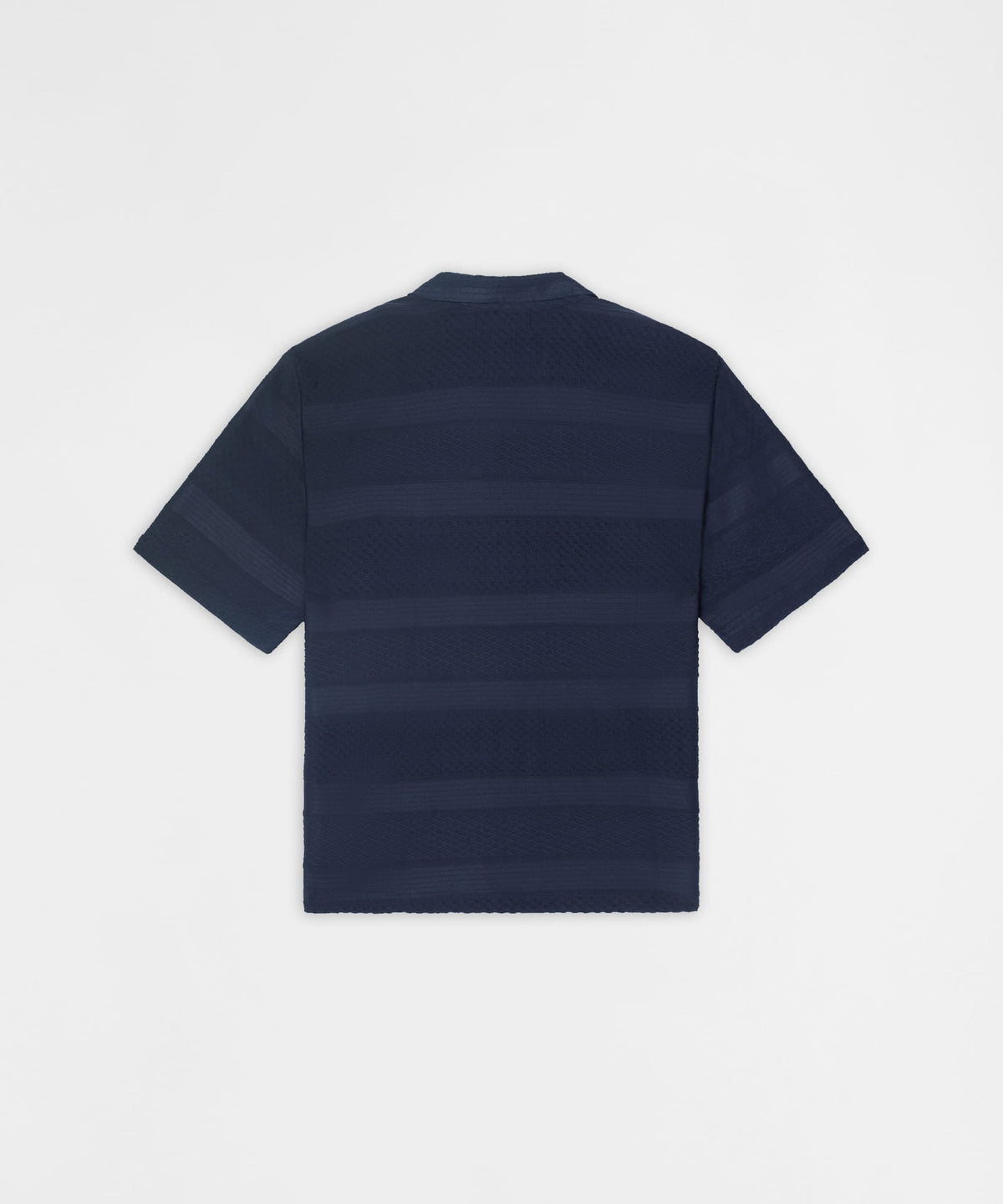 Reason Clothing Essential | Vertical Jacquard Knit Short Sleeve Polo Shirt - Navy