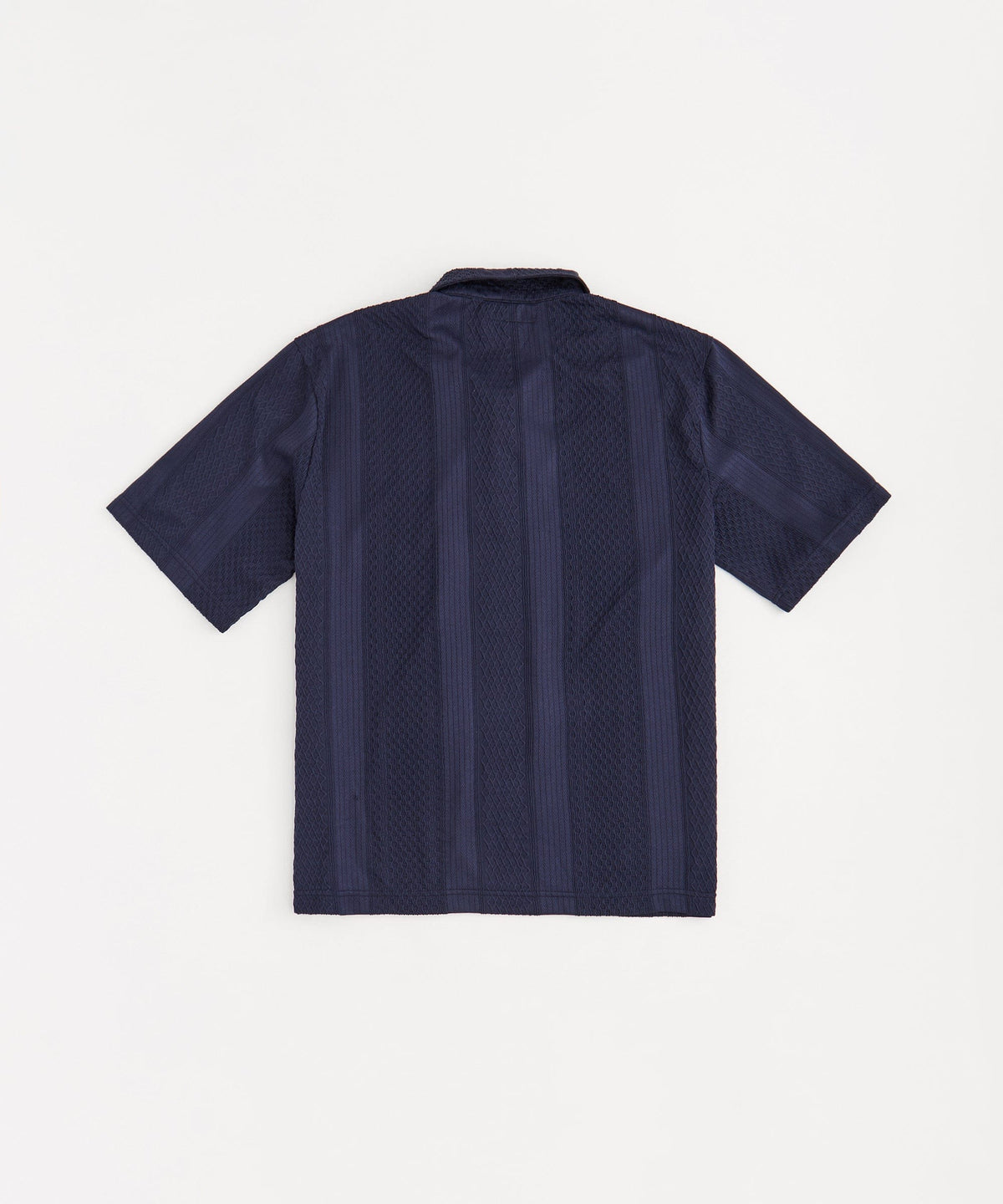 Reason Clothing Essential | Vertical Jacquard Knit Short Sleeve Polo Shirt - Navy