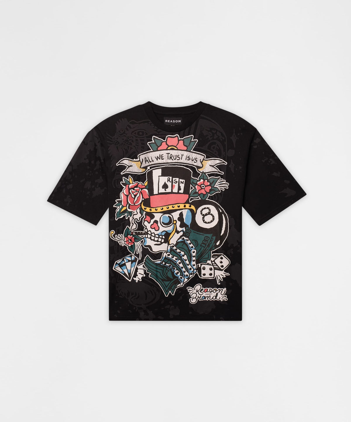 Reason Clothing Signature | Monocle Rhinestone Tee - Black