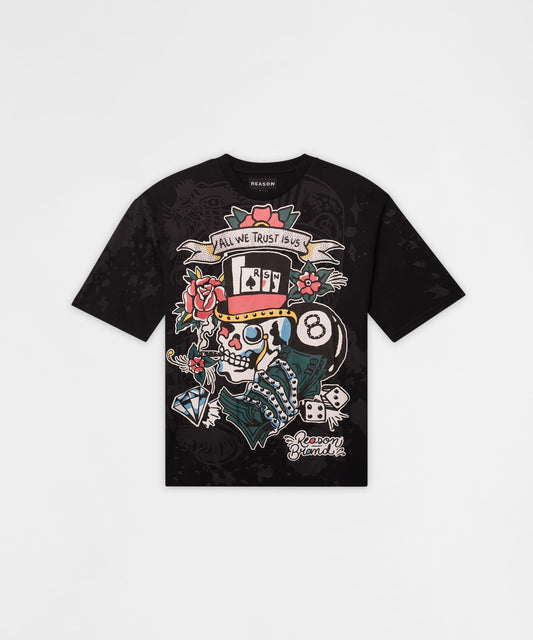 Reason Clothing Signature | Monocle Rhinestone Tee - Black
