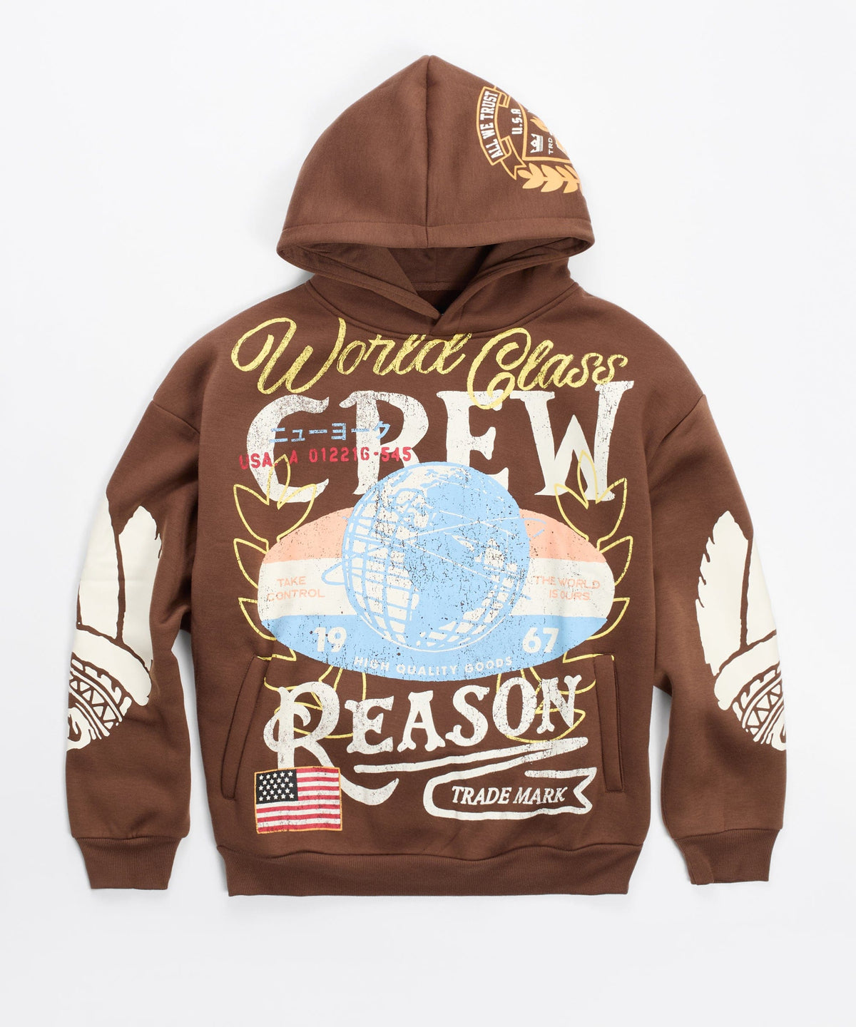 Reason Clothing Smart Buy | Kids World Class Crew Hoodie - Brown