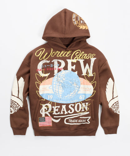 Reason Clothing Smart Buy | Kids World Class Crew Hoodie - Brown