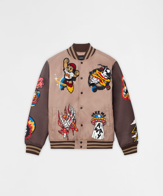 Reason Clothing Classic | Kids Beyond Reality Varsity Jacket - Khaki